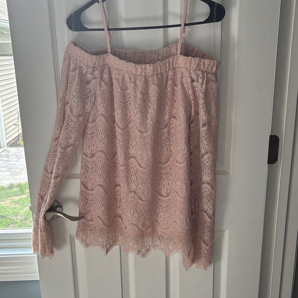 Pink Lace Off-Shoulder Top